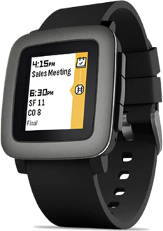 Pebble Time zwart voorkant rechterzijkant