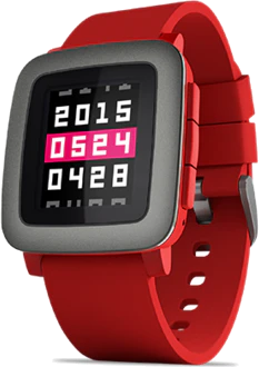 Pebble Time rood voorkant rechterzijkant