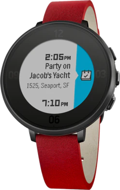 Pebble Time Round schuin zwart rood 14mm