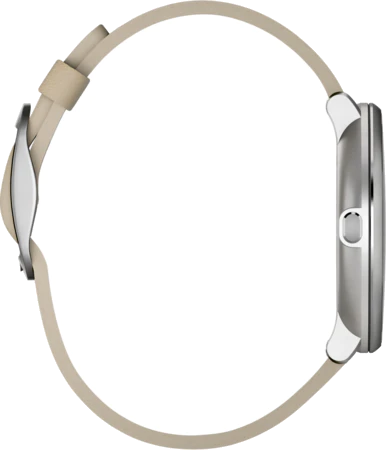 Pebble Time Round zilver beige linkerzijkant