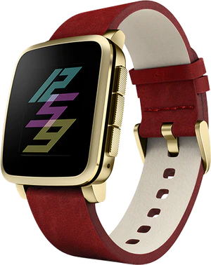 Pebble Time Steel goud rood rechterzijkant
