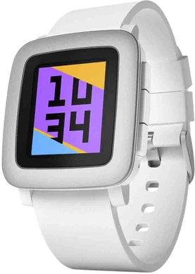 Pebble Time wit voorkant rechterzijkant