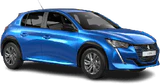Peugeot e 208 blue front left side
