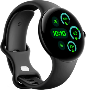 Pixel Watch 3 41mm zwart voorkant linkerzijkant