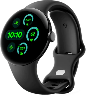 Pixel Watch 3 41mm zwart voorkant rechterzijkant