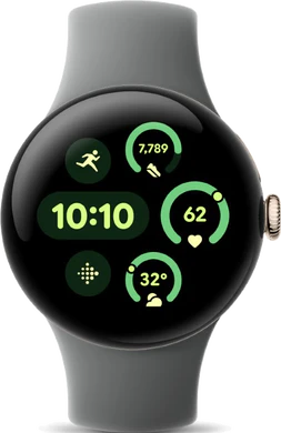 Pixel Watch 3 41mm wit goud grijs band voorkant