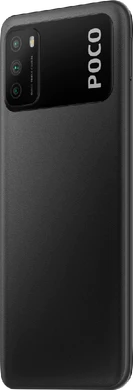 POCO M3 zwart achterkant linkerzijkant
