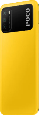 POCO M3 geel achterkant linkerzijkant