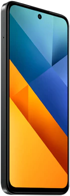 POCO M6 zwart voorkant linkerzijkant