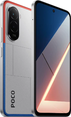 POCO M7 zilver overzicht schuin