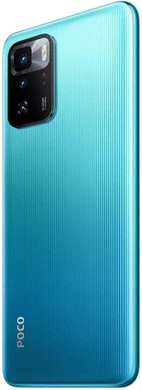 POCO X3 GT blauw achterkant linkerzijkant