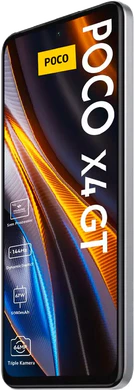 POCO X4 GT zilver voorkant rechterzijkant