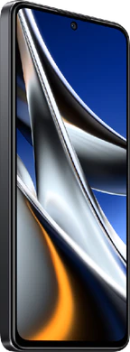 POCO X4 Pro 5g zwart voorkant linkerzijkant