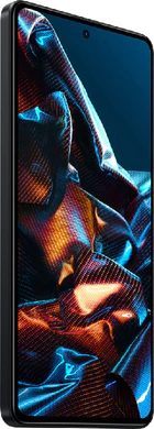 POCO X5 Pro zwart voorkant linkerzijkant