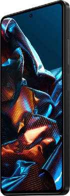 POCO X5 Pro zwart voorkant rechterzijkant