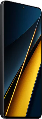 POCO X6 Pro 5g zwart voorkant linkerzijkant