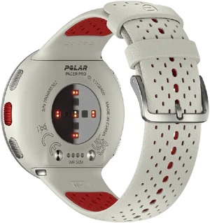Polar Pacer Pro wit achterkant rechterzijkant