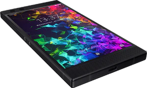 Razer Phone 2 zwart voorkant linkerzijkant onderkant schuin