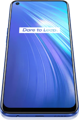 realme 6 sininen etupuolella pohja