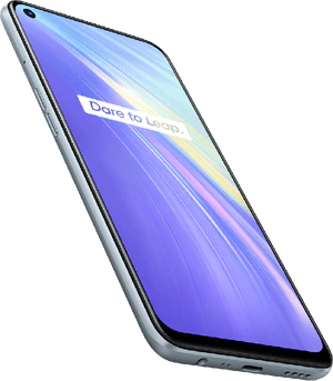 realme 6 sininen etupuolella vasen puoli pohja