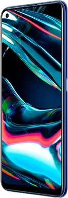 realme 7 Pro blå front höger sida