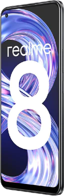 realme 8 zwart voorkant rechterzijkant