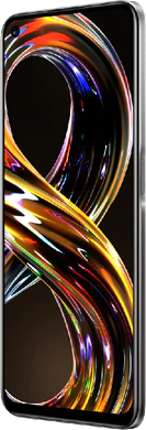 realme 8i zwart voorkant rechterzijkant