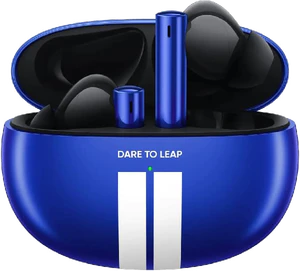 realme Buds Air 3 blauw case voorkant geopend