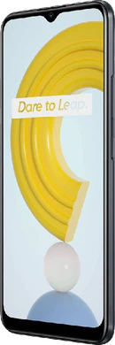 realme C21 zwart voorkant rechterzijkant
