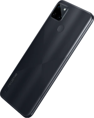 realme C21Y zwart achterkant linkerzijkant schuin