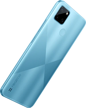 realme C21Y blauw achterkant rechterzijkant schuin