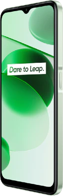 realme C35 grön front höger sida