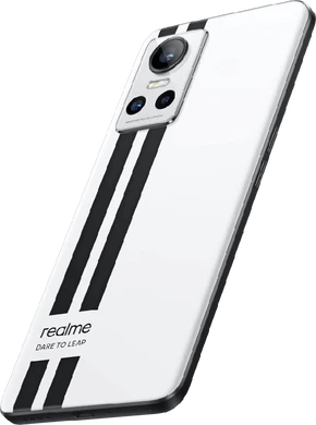 realme GT neo 3 wit achterkant linkerzijkant schuin