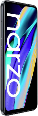 realme narzo 50A Prime zwart voorkant linkerzijkant