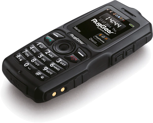 RugGear RG100 zwart onderkant rechterzijkant schuin