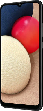 Samsung Galaxy A02s zwart voorkant rechterzijkant