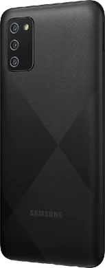 Samsung Galaxy A02s zwart achterkant linkerzijkant