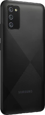 Samsung Galaxy A02s zwart achterkant rechterzijkant