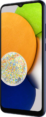 Samsung Galaxy A03 blue front right side