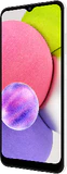 Samsung Galaxy A03s wit voorkant rechterzijkant
