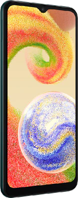 Samsung Galaxy A04 groen voorkant linkerzijkant