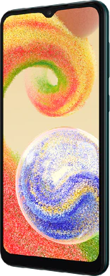 Samsung Galaxy A04 groen voorkant rechterzijkant
