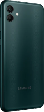Samsung Galaxy A04 groen achterkant rechterzijkant