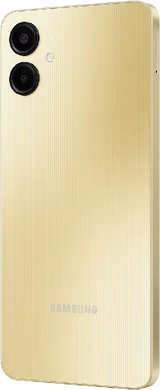 Samsung Galaxy A06 goud achterkant linkerzijkant