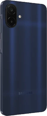 Samsung Galaxy A08 dark blauw achterkant rechterzijkant