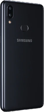 Samsung Galaxy A10s zwart achterkant rechterzijkant