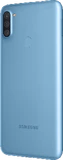Samsung Galaxy A11 blauw achterkant linkerzijkant