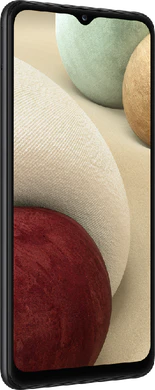 Samsung Galaxy A12 zwart voorkant linkerzijkant