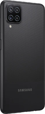 Samsung Galaxy A12 zwart achterkant rechterzijkant
