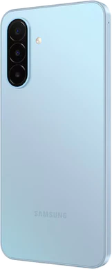 Samsung Galaxy A18 4G blauw achterkant linkerzijkant